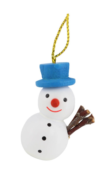 Christmas tree decoration: snowman with a blue hat, 4 cm / 1,6 inches, from SEIFFEN.COM