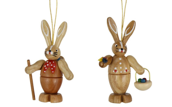 Pair of Easter bunnies to hang, natural by Knuth Neuber_1