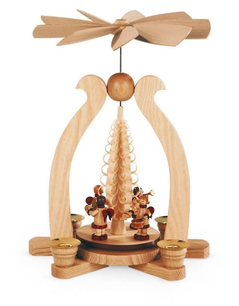 weihnachtliche Bogenpyramide mit Musikengel aus dem Hause Müller Kleinkunst aus Seiffen