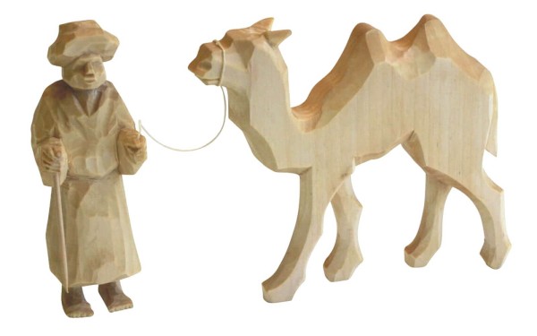 Kameltreiber mit Kamel, geschnitzt von SEIFFEN.COM