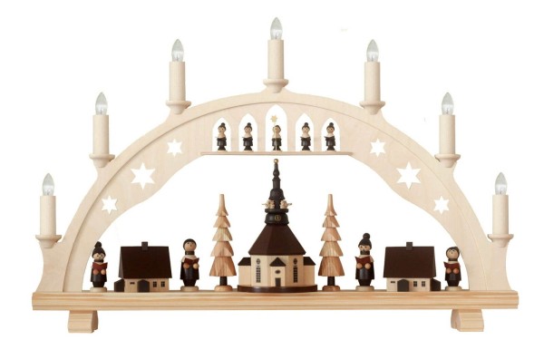 Candle arch Seiffener Kirche gothic, 53 cm by Spielwarenmacher Günther