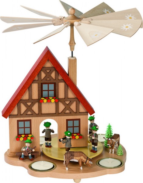 Weihnachtspyramide Haus Bayern für Teelichte, 29 cm von Richard Glässer_Bild1
