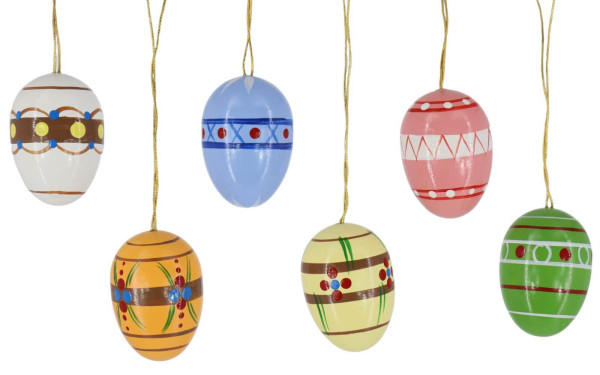 Easter eggs to hang, 3 cm, hand painted, 6 pieces by SEIFFEN.COM