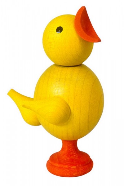 German Wooden Toy Zwitschervogel, duck with voice, 8 cm, Spielalter ab 3 Jahre, Robbi Weber Seiffen/ Erzgebirge