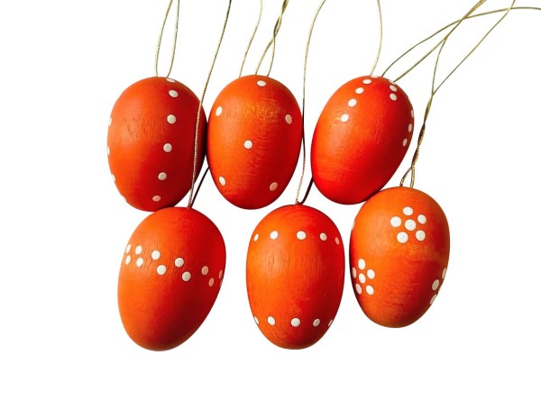 Ostereier, orange, handbemalt, 6 Stück von SEIFFEN.COM