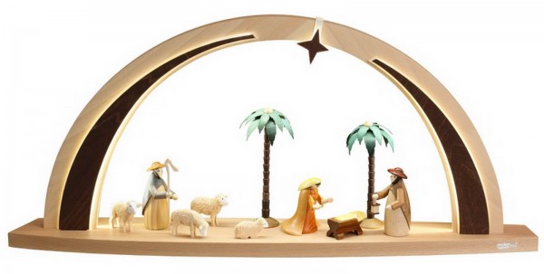 Modern LED candle arch with nativity scene and indirect lighting, 60 cm by Theo Lorenz