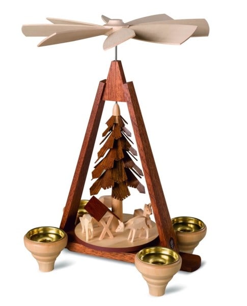 Weihnachtspyramide Rehe, geschnitzt von Müller Kleinkunst