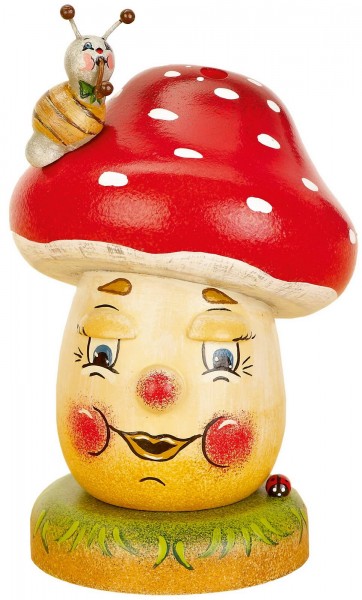 Smoking man lucky mushroom mini, 12 cm, colored by Hubrig Volkskunst