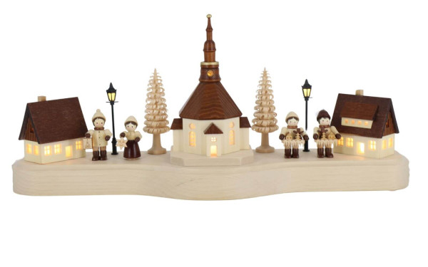 Pedestal board Seiffen village with Striezel children, illuminated, 36 cm by Nestler-Seiffen_1