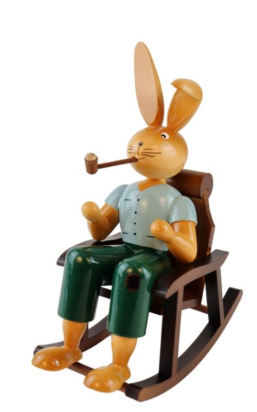 Easter bunny in rocking chair, 22 cm by Holzkunst Gahlenz