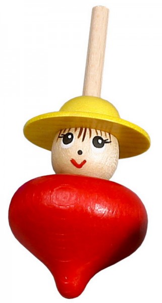 German Wooden Toy spinning top, Lady, red, 6 cm, Robbi Weber Seiffen/ Erzgebirge