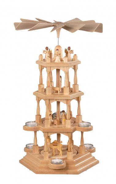 Albin Preißler Teelichtpyramide Heilige Familie, natur, 4 – stöckig, 52 cm 