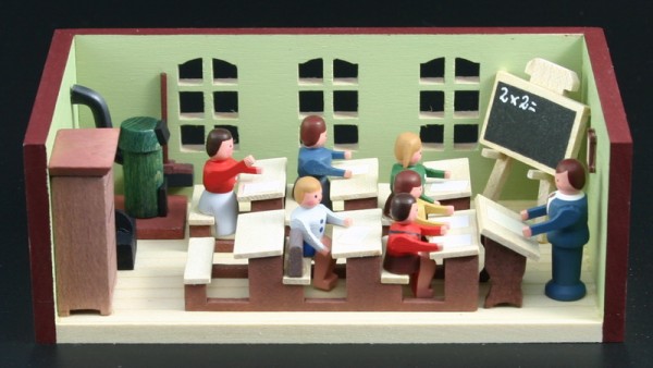 Miniaturstübchen Schulstube mit Lehrer von Gunter Flath aus Seiffen / Erzgebirge Detailgetreue Nachbildung einer Schulstube oder Klassenzimmmer aus früheren …