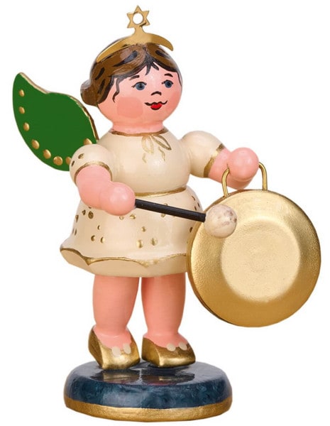 Miniatur Engel mit Gong, 6 cm von Hubrig Volkskunst