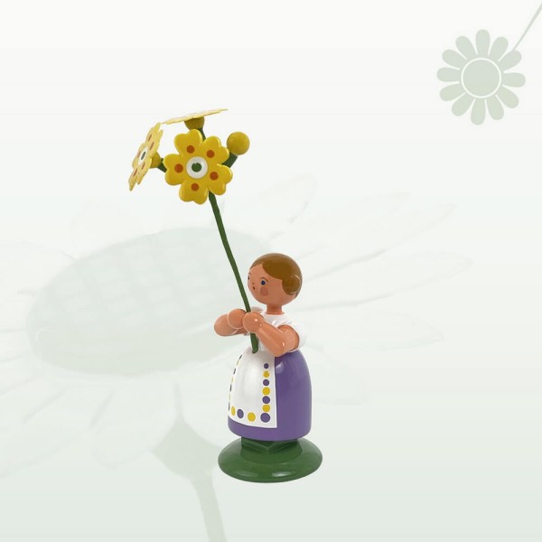 Blumenkind Mädchen mit Himmelschlüsselchen, 12 cm von Legler Holz- und Drechslerwaren HODREWA