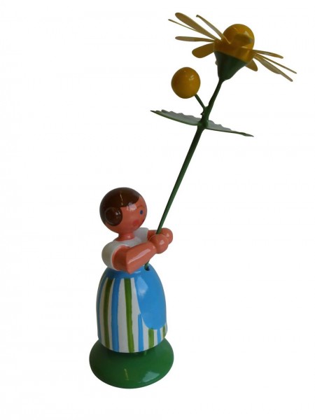 Blumenkinder - Feld- und Wiesenblumenkind Mädchen mit Margerite, 11 cm von WEHA-Kunst Dippoldiswalde/ Erzgebirge