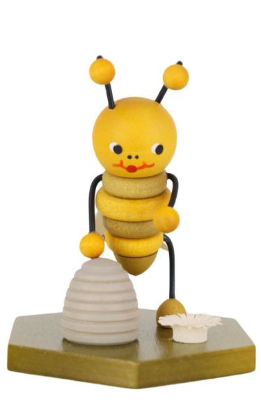 Miniatur Biene mit Bienenkorb, 8 cm, farbig von Ralf Zenker_1
