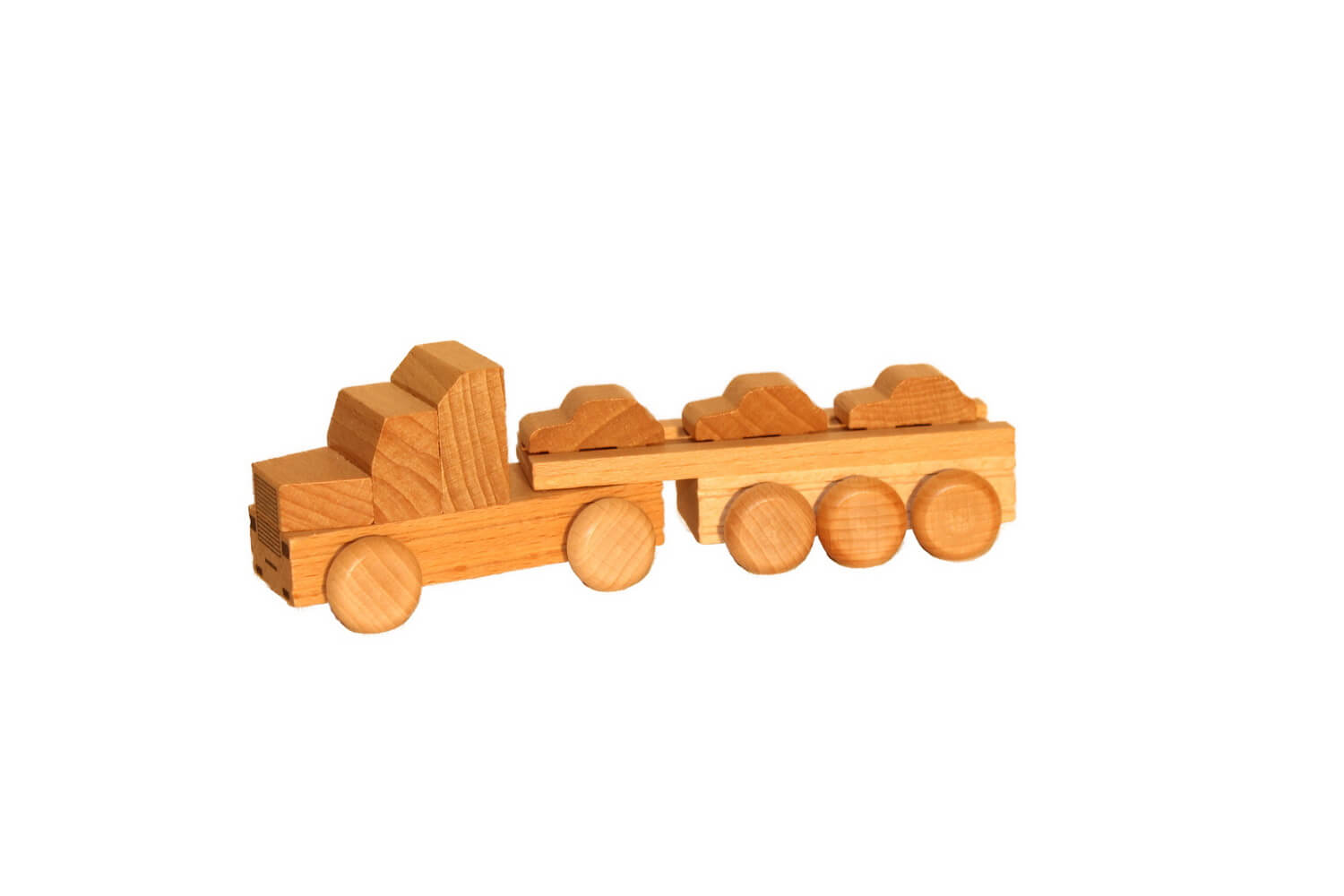 Wooden car US truck car transporter, natural by Ebert GmbH