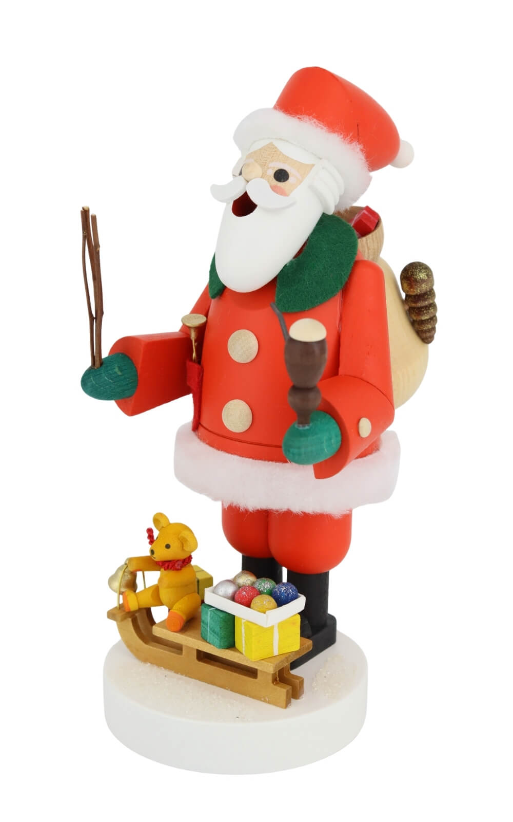 Smoking Man Santa Claus with Sleigh, 19 cm / 7,5 inch by Richard Glässer_3