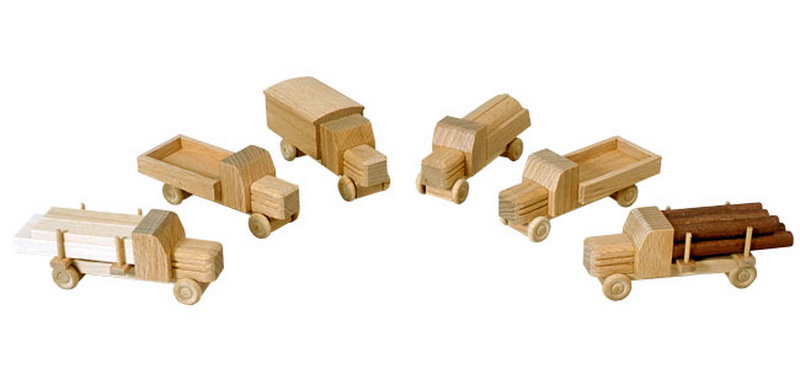 Wooden truck, natural, 6 pieces assorted by Robbi Weber
