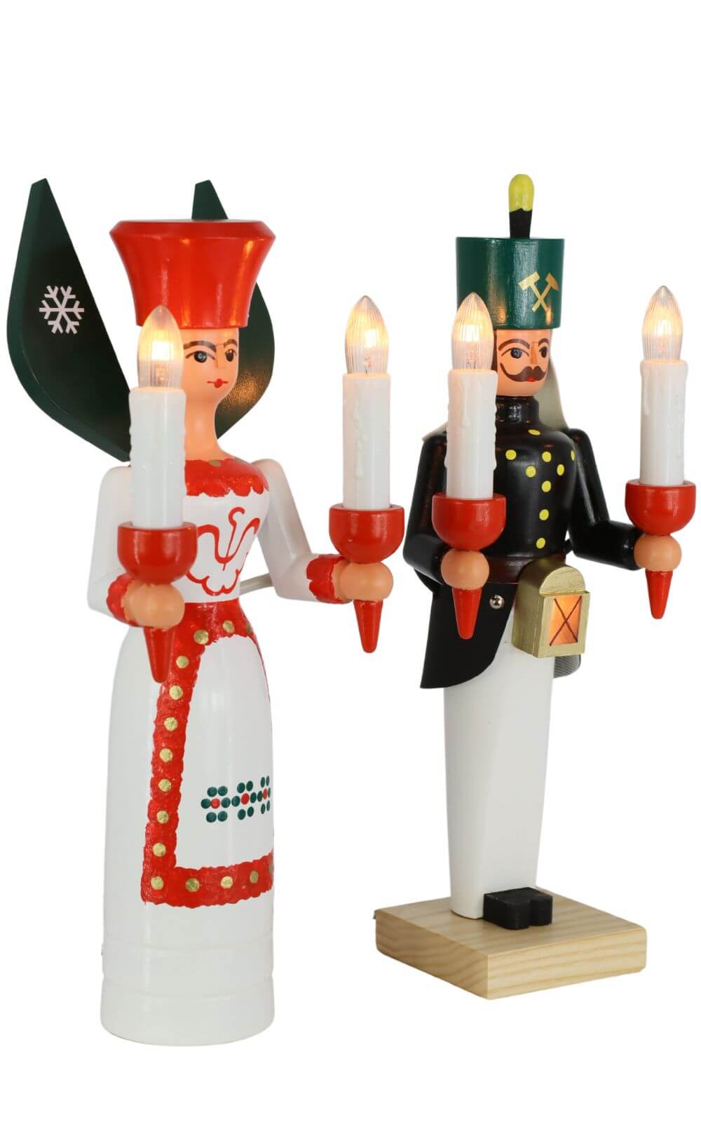 Engel und Bergmann aus Holz, 26 cm, bunt, elektrisch beleuchtet von SEIFFEN.COM_3