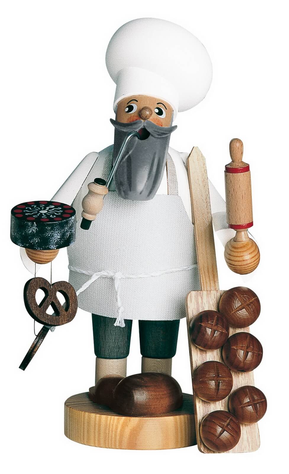 Smoking man baker, 21 cm, colored by KWO