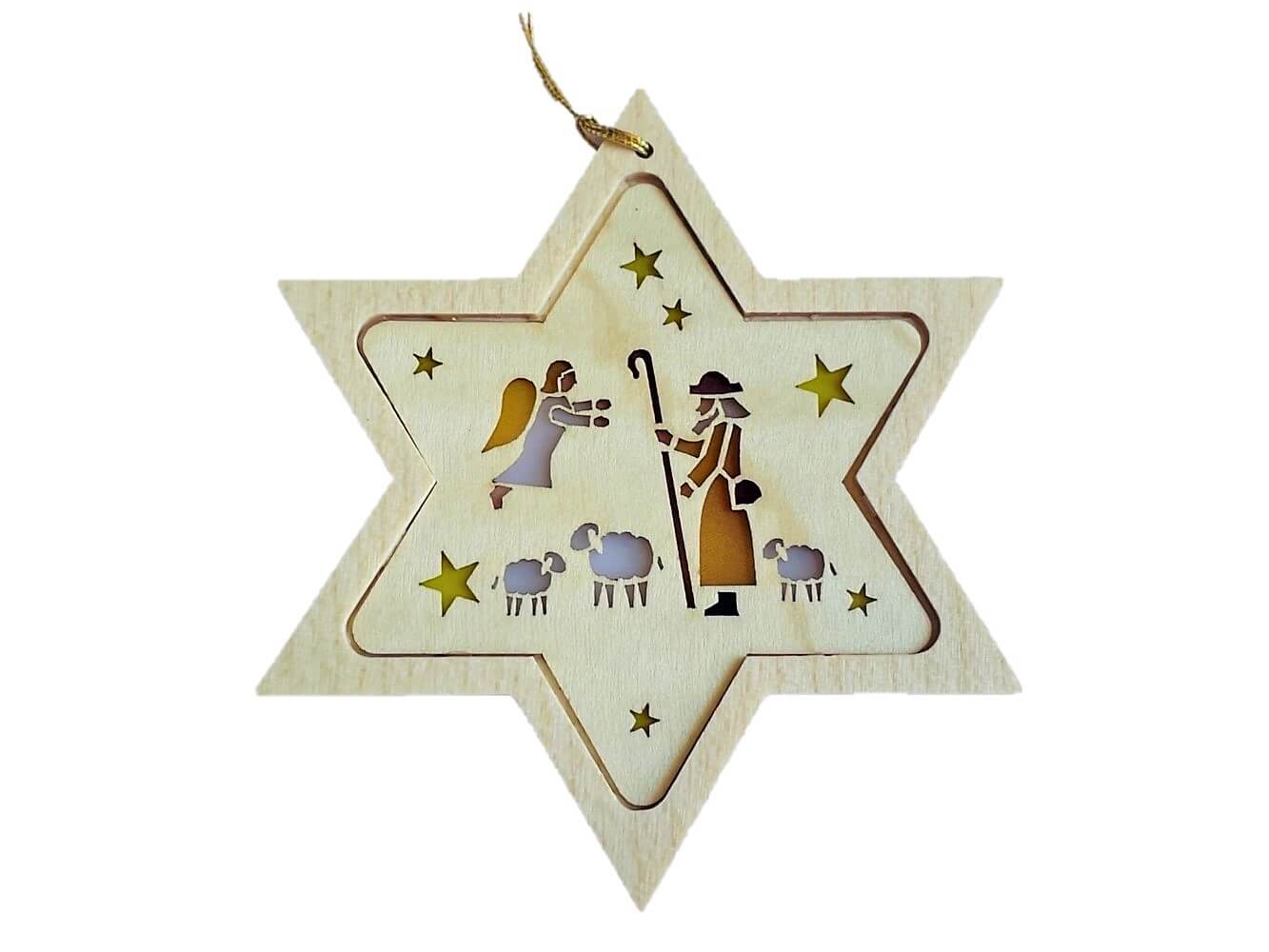 Christbaumschmuck Stern mit Diaphanbild Hirte von Richard Glässer_Bild1