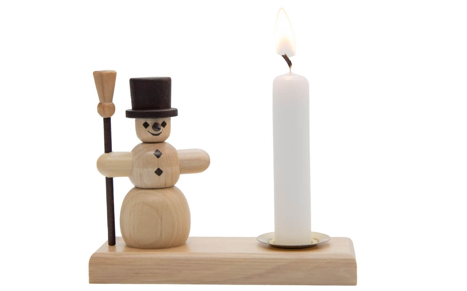Candle holder snowman, natural, 10 cm by Spielwarenmacher Günther