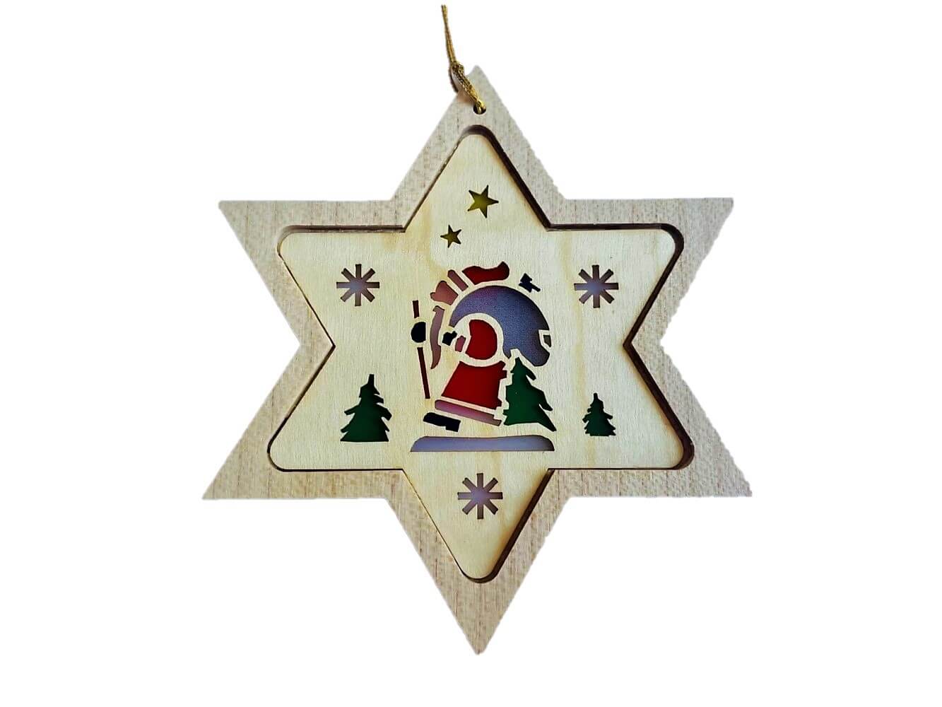 Christbaumschmuck Stern mit Diaphanbild Weihnachtsmann von Richard Glässer_Bild1