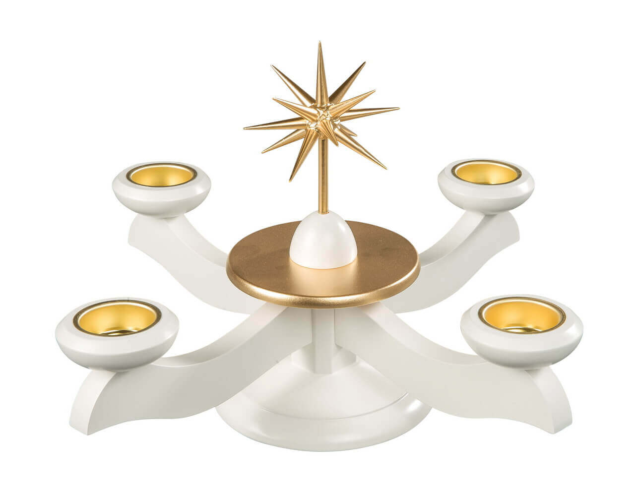 Advent candlestick with poinsettia, white/gold for tea lights by Albin Preißler