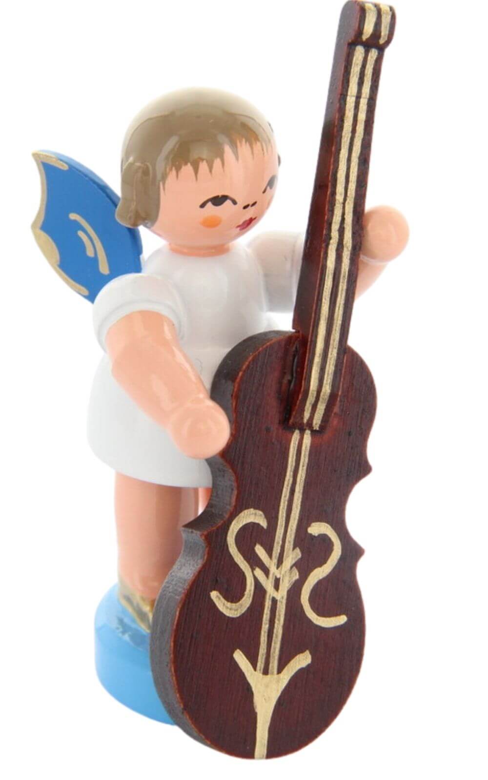 Christmas angel with plucked bass and blue wings by Figurenland Uhlig GmbH
