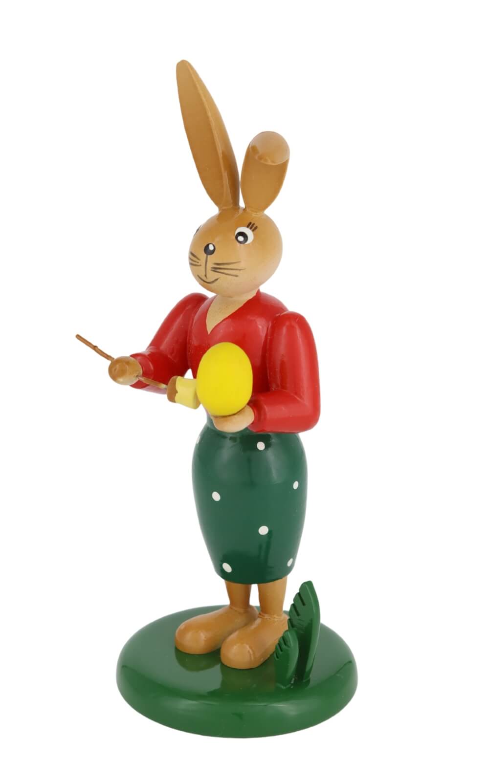 Osterhase - Häsin mit Pinsel und Ei, 12 cm von Holzkunst Gahlenz