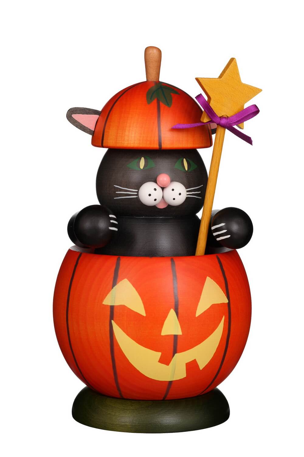 Smoking man cat in a pumpkin, 17 cm by Christian Ulbrich