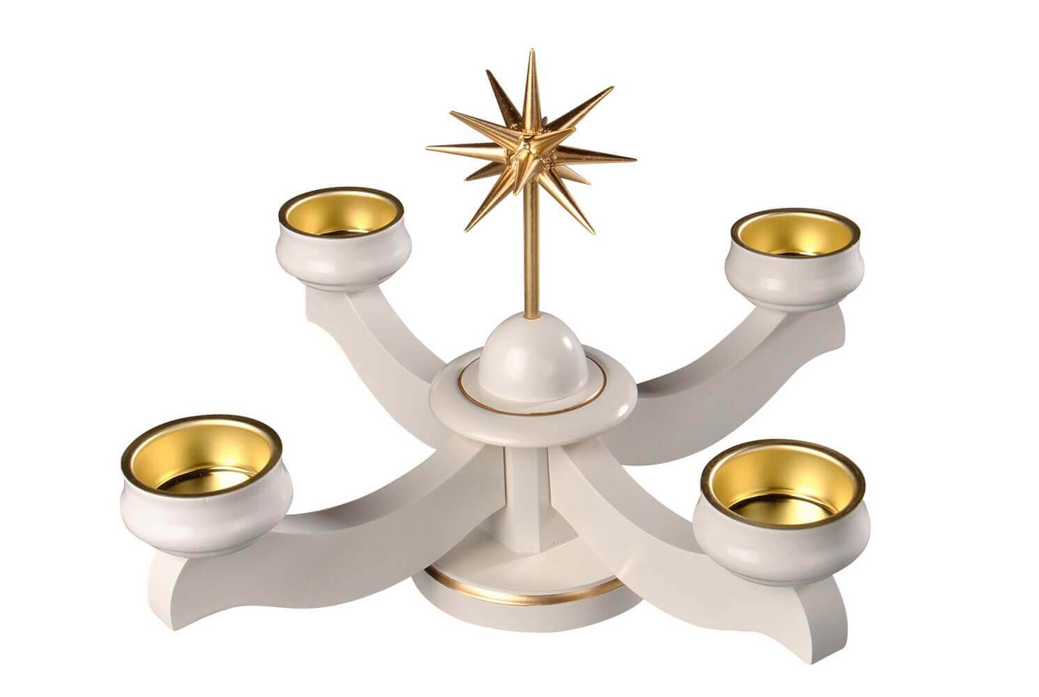 Adventsleuchter für Teelichte mit Weihnachtsstern, weiß von Albin Preißler