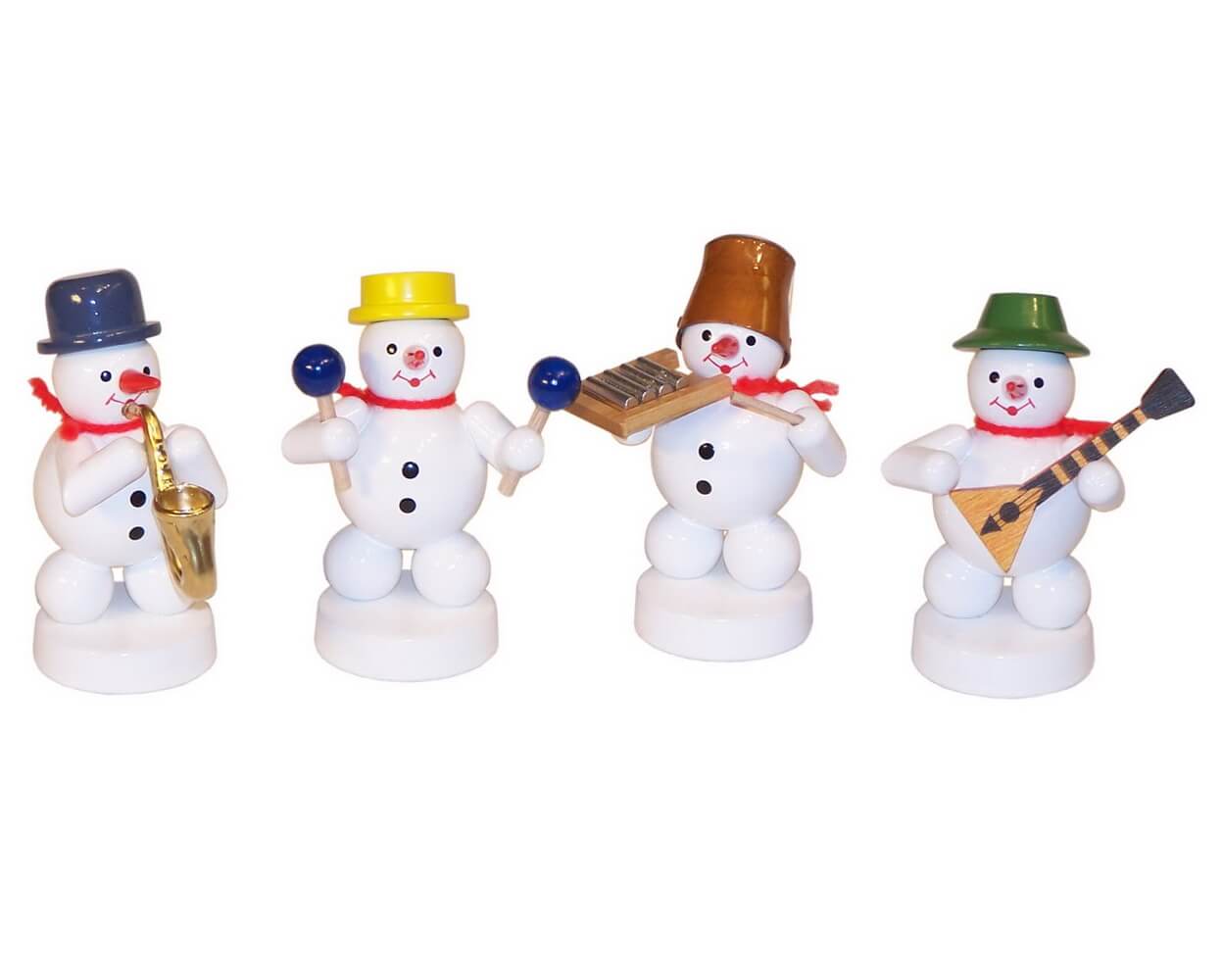 Snowman band with washboard, maracas rattle, saxophone, balalaika by Ralf Zenker