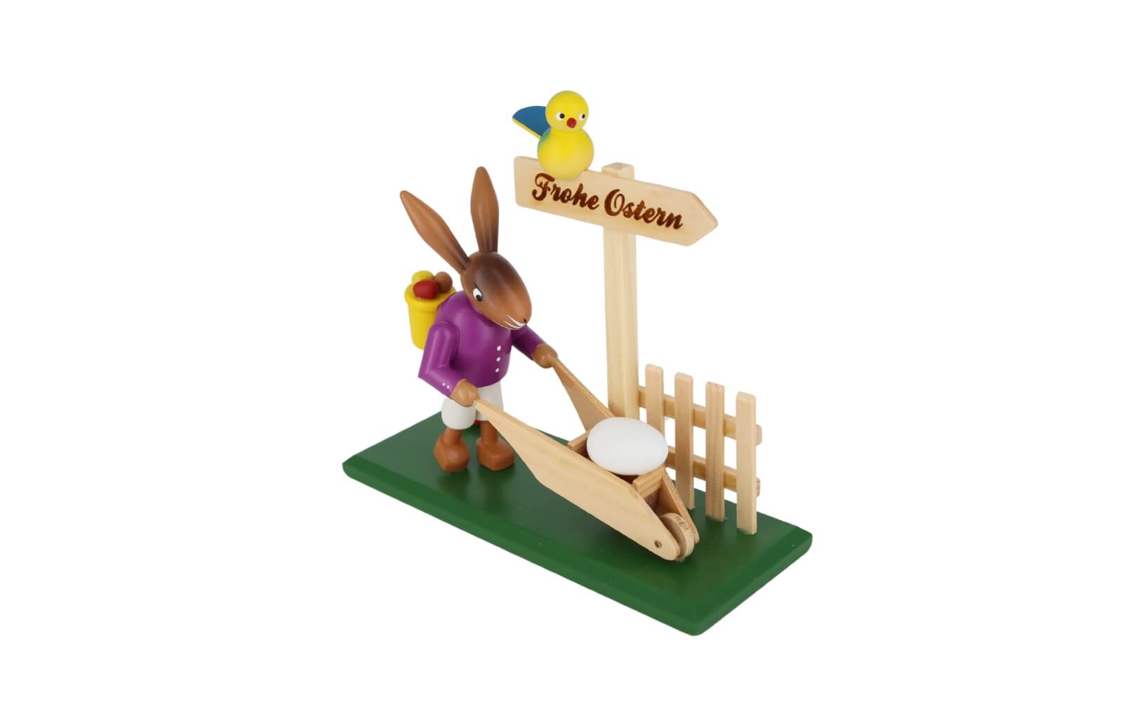 Osterhase mit Schubkarre, 12 cm, farbig von SEIFFEN.COM_3