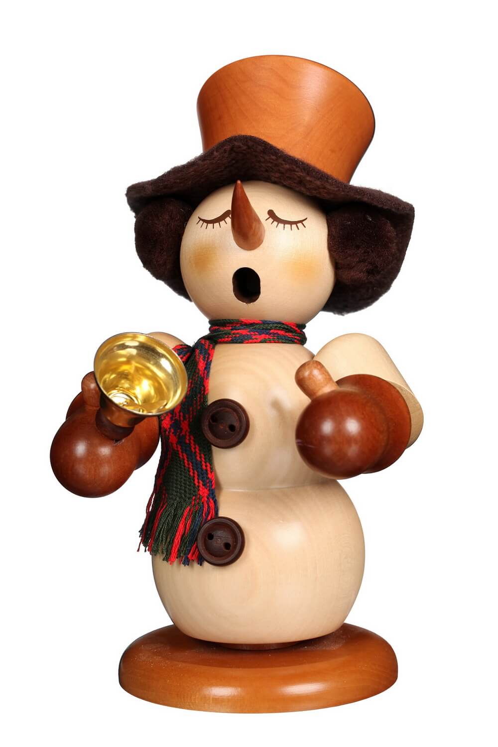 Smoking man snowman with bell, nature by Christian Ulbricht