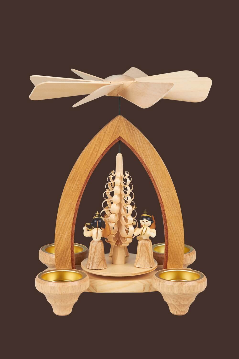 Teelichtpyramide mit Faltenrockengel, 26 cm, Heinz Lorenz Olbernhau/ Erzgebirge_Bild2