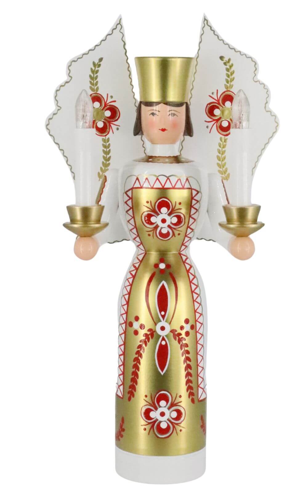 Christmas angel white - gold, 36 cm, electrically illuminated by Holzkunst Gahlenz_4