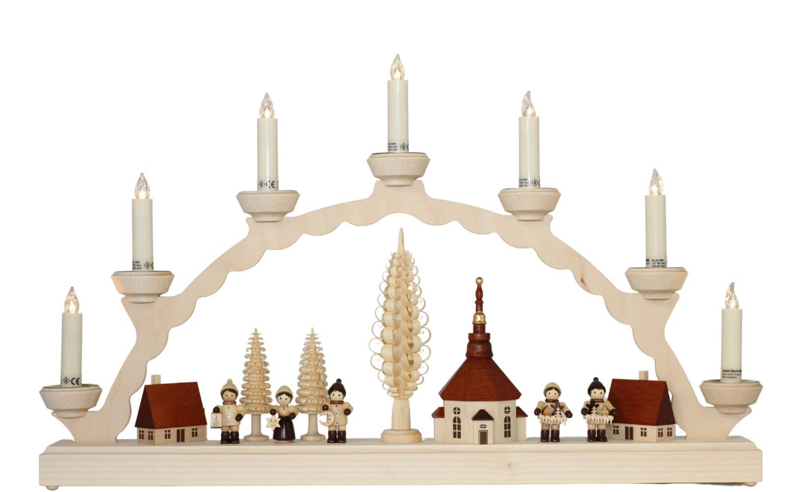 LED candle arch Seiffen village with Thiel children - Lumix LED candles by SEIFFEN.COM