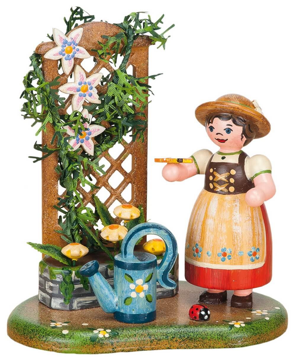 Miniature country idyll with summer flower tendril, 10 cm, colored by Hubrig Volkskunst