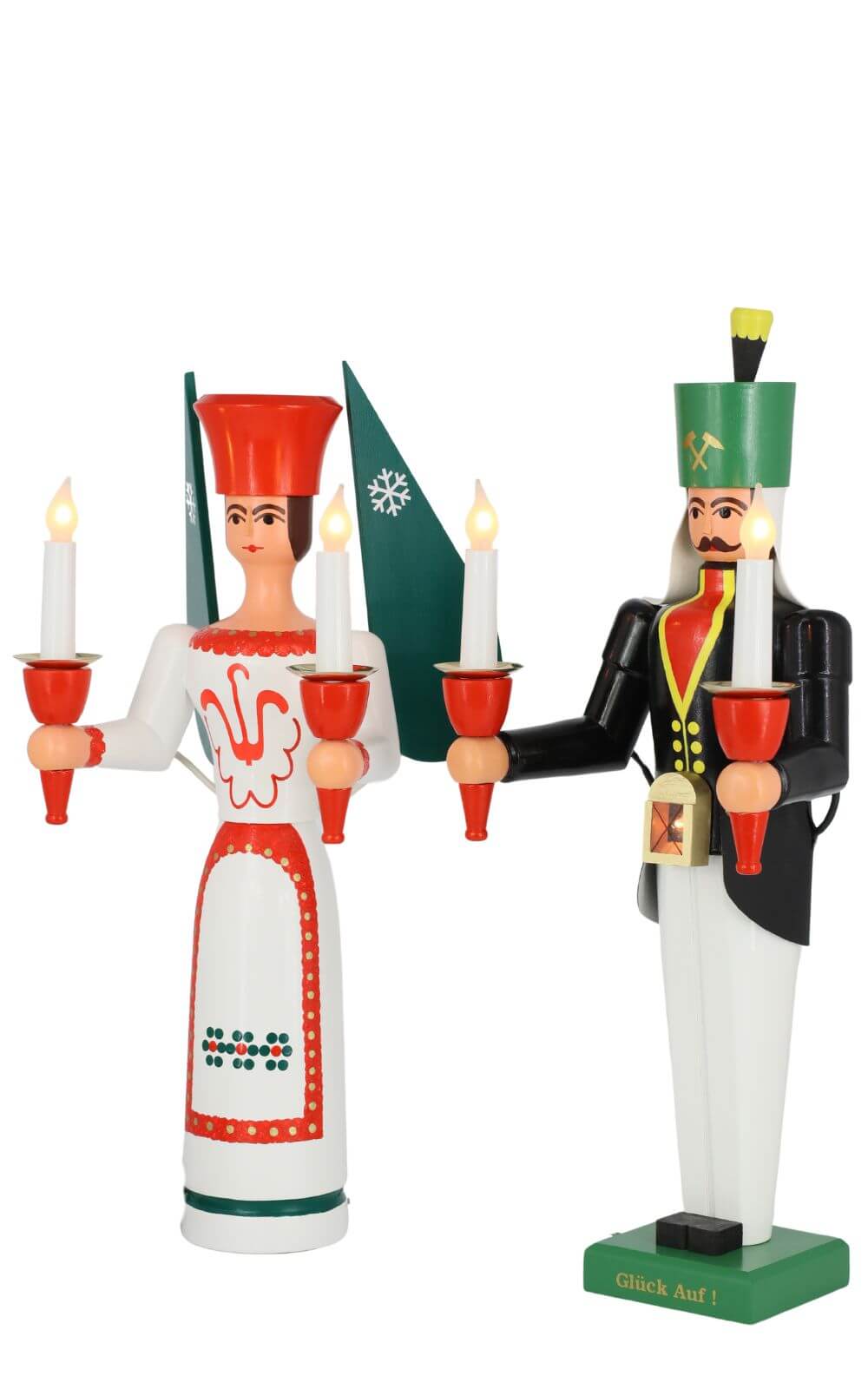 Engel und Bergmann, farbig, elektrisch beleuchtet, 50 cm von SEIFFEN.COM_4