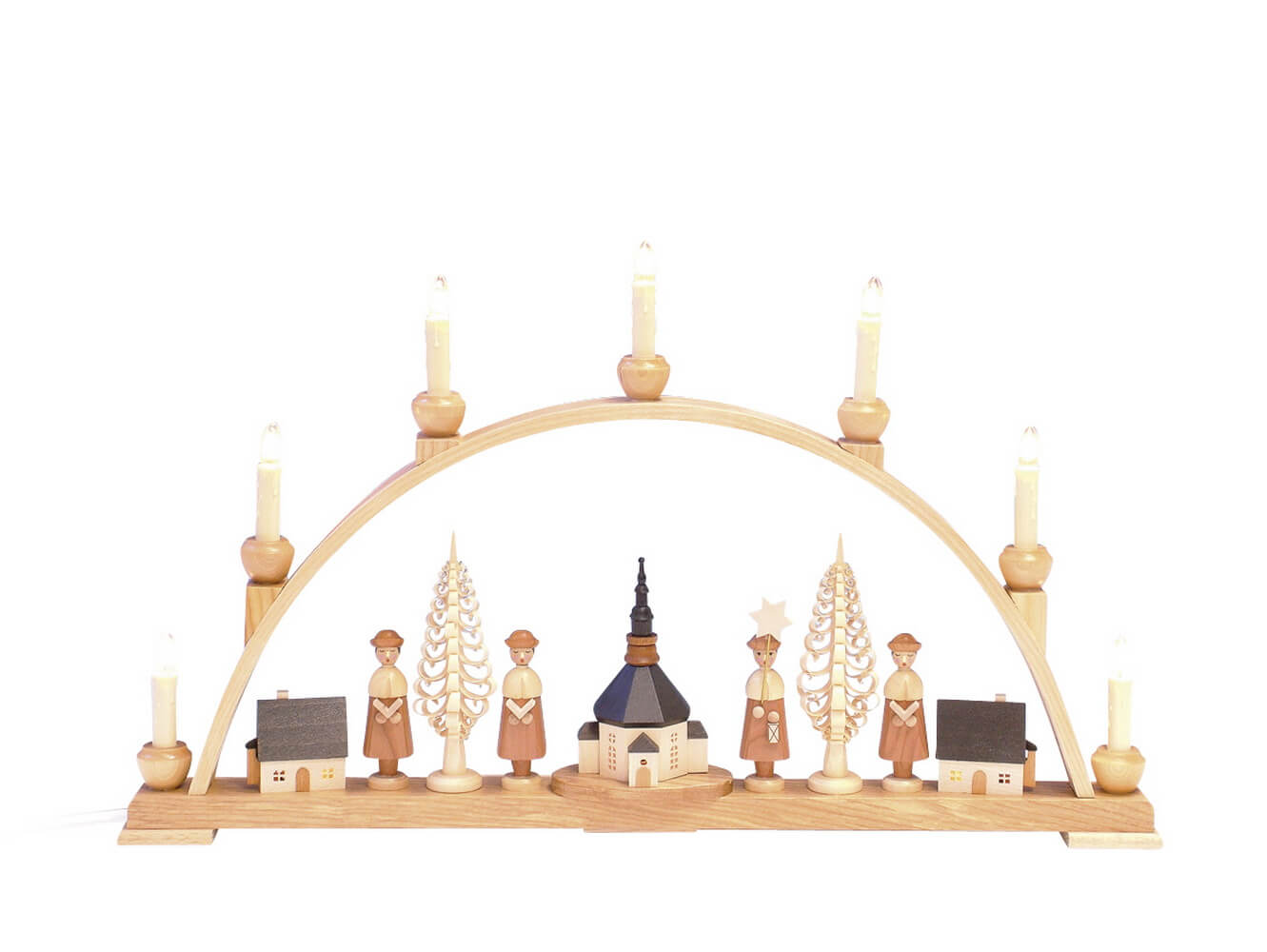 Schwibbogen mit Seiffener Kirche, elektrisch beleuchtet, natur, 63 cm von Knuth Neuber_BIld1