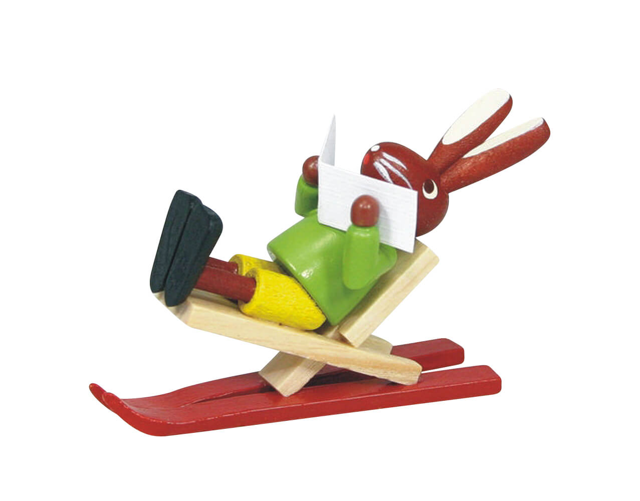 Hase mit Ski im Liegestuhl von Stephan Kaden