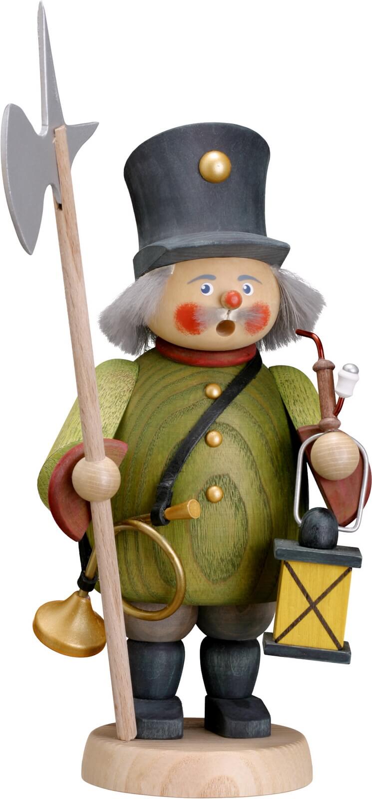 Smoking man night watchman, 21 cm by Seiffener Volkskunst