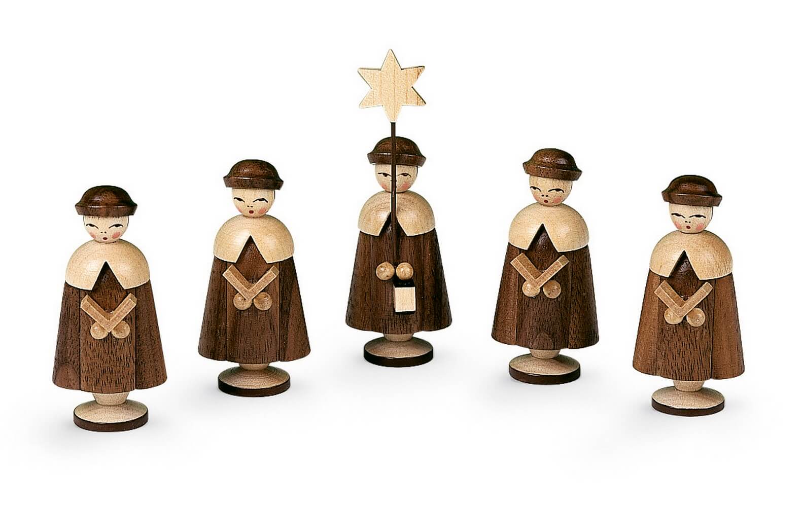Kurrende, 5 Figuren natur, 6,5 cm, Müller Kleinkunst aus dem Erzgebirge
