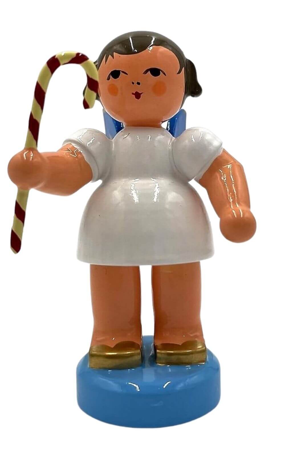 Christmas angel with candy cane and blue wings by Figurenland Uhlig GmbH