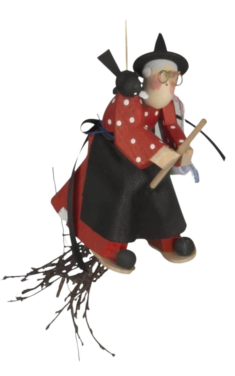 Wood carving witch, 22 cm, colored by Bettina Franke