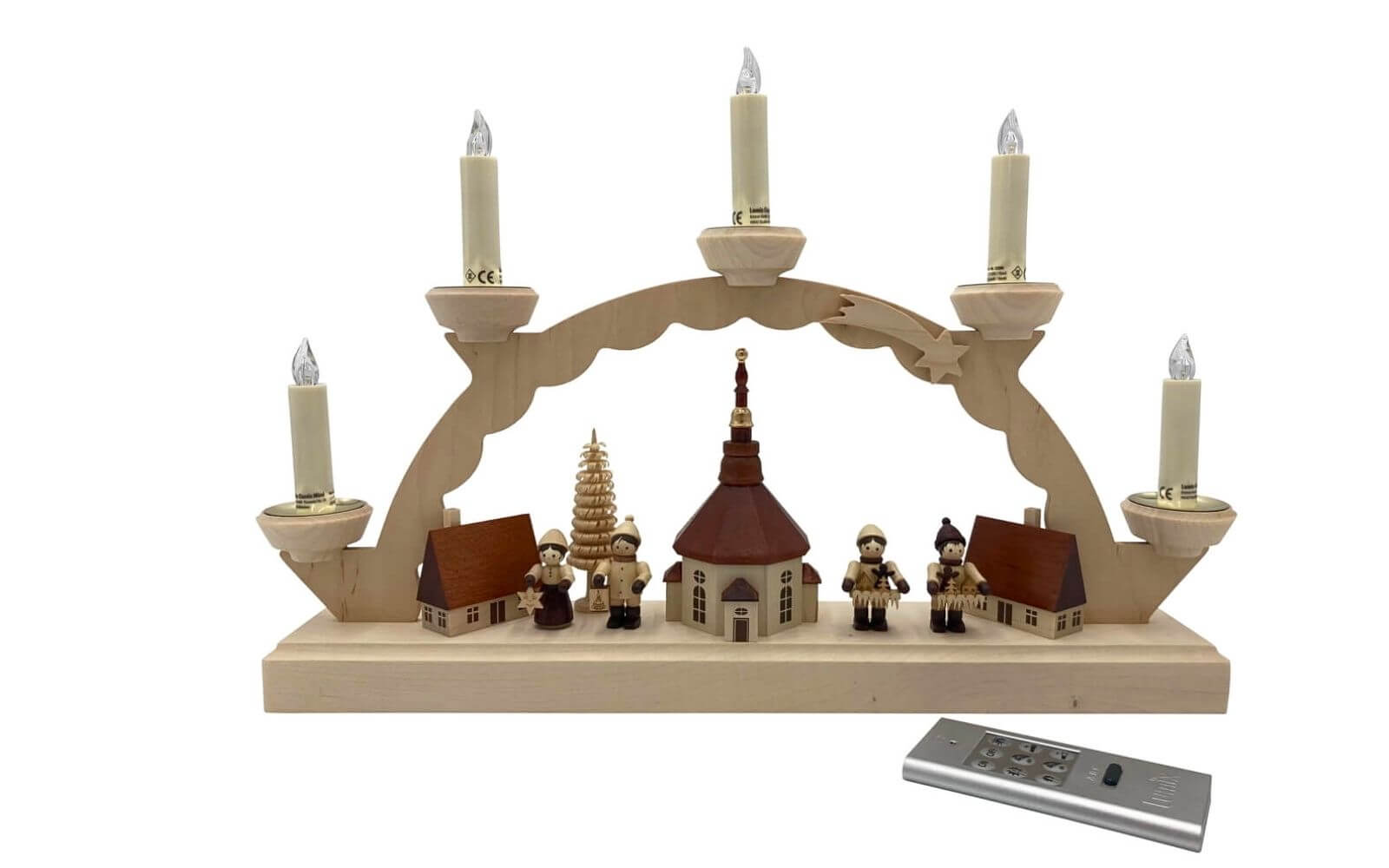 LED Candle Arch Seiffen village with Thiel figures with 5 Lumix candles by SEIFFEN.COM_1