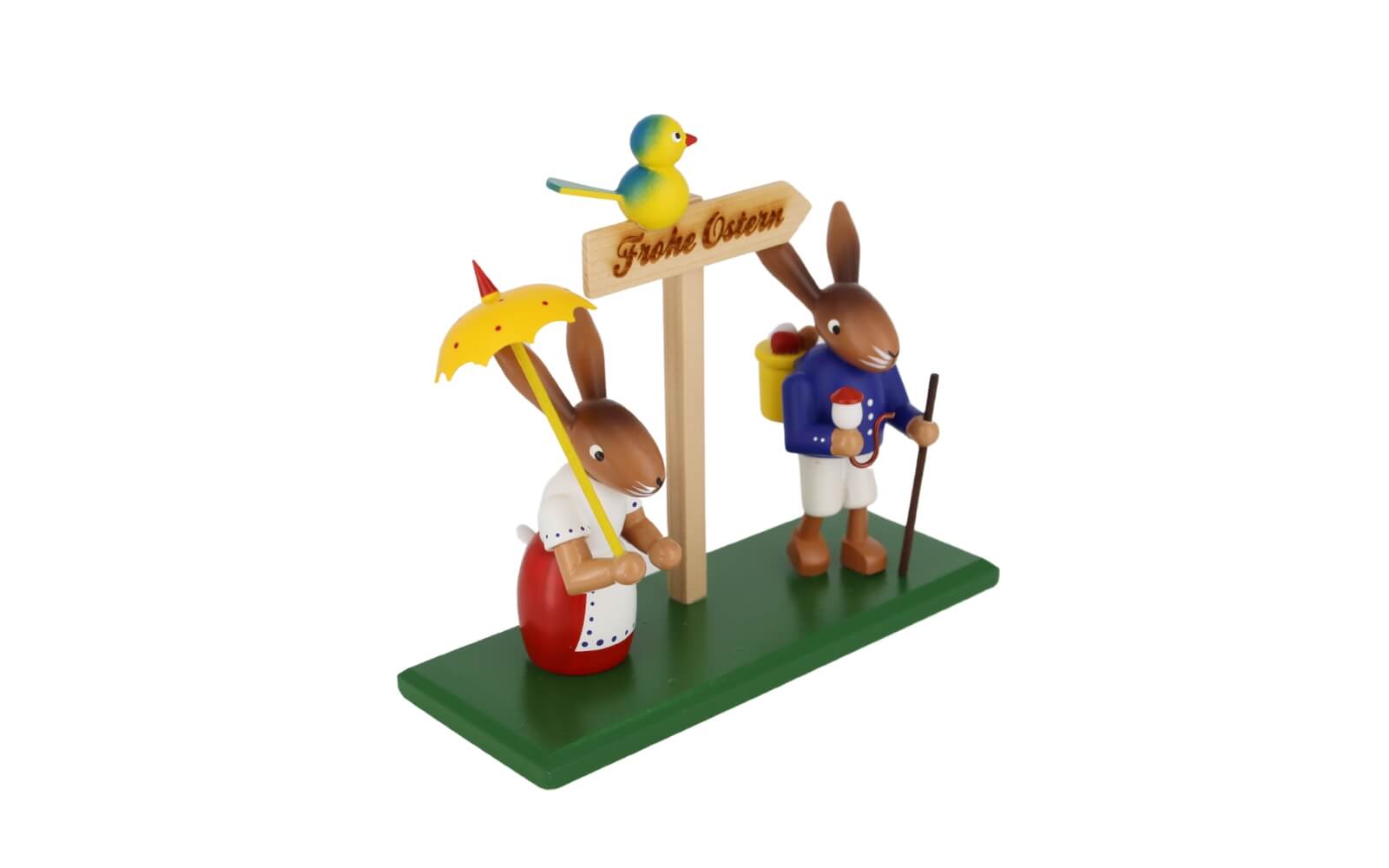 Osterhasenpaar Ostergruß - Frohe Ostern, 19 cm von SEIFFEN.COM_1